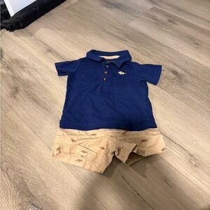 Carter's Navy and Tan Dinosaur Matching Set